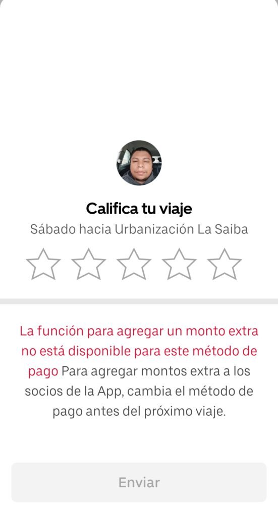 calificación uber conductor