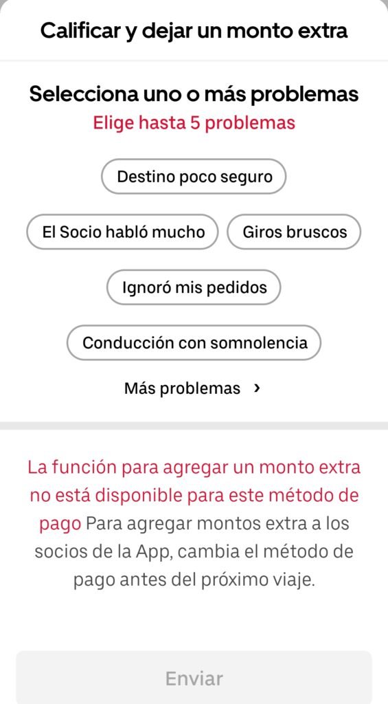 calificacion a un conductor de Uber