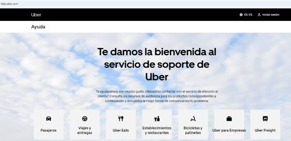 help uber desde la web
